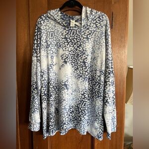 Sew In Love Blue and White Animal Print Hoodie